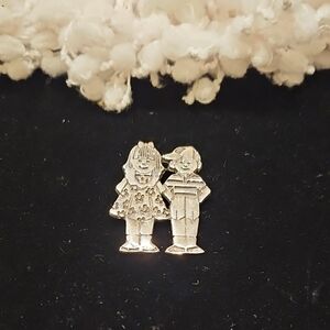 Rare Vintage Silver Brooch with  Boy and Girl Figures